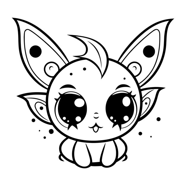 Mignon Petit Lapin Illustration Vectorielle Pour Livre De Coloriage Noir Et Blanc