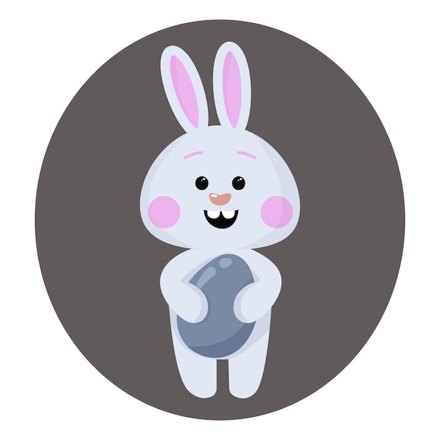 Mignon petit lapin avec oeuf de Pâques lapin de Pâques multicolore vector clipart carte de Pâques Joyeuses Pâques