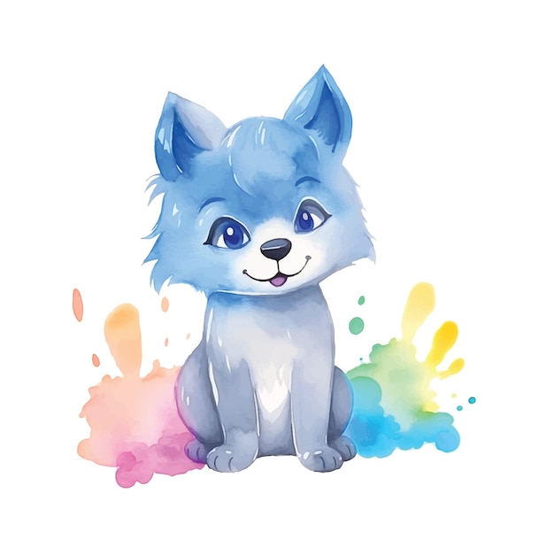 Mignon petit loup aquarelle