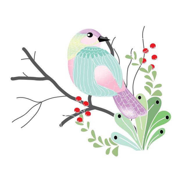 Mignon petit oiseau avec des plumes brillantes sont debout sur une branche