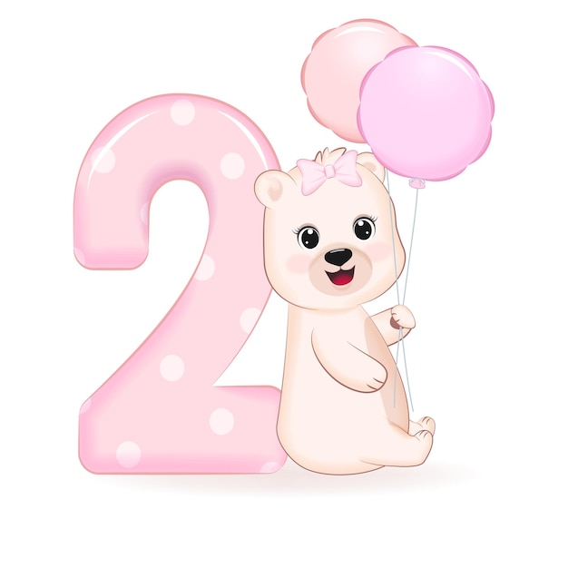 Mignon Petit Ours Joyeux Anniversaire 2 Ans