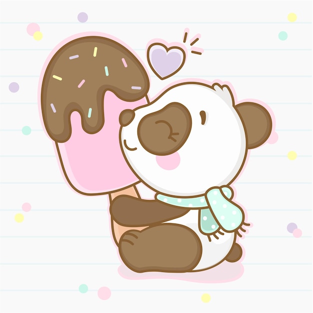 mignon petit ours panda popsicle heureux