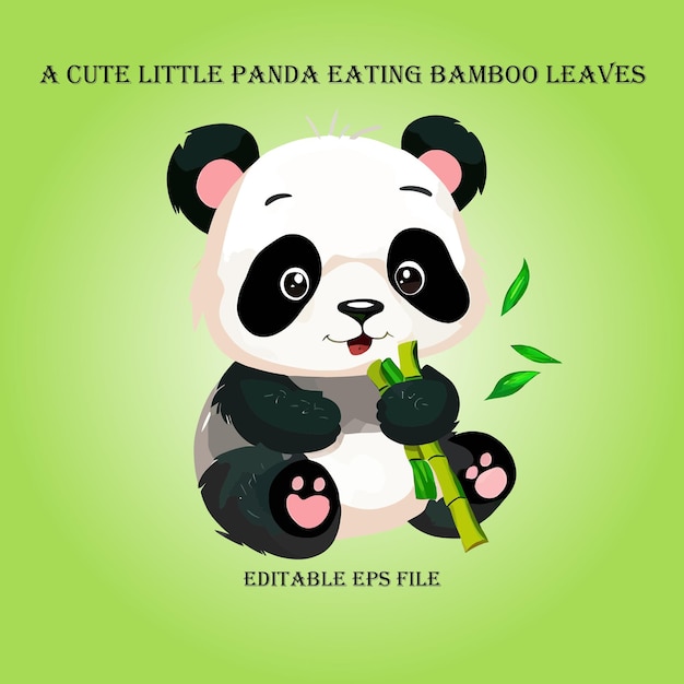 Un mignon petit panda mangeant des feuilles de bambou