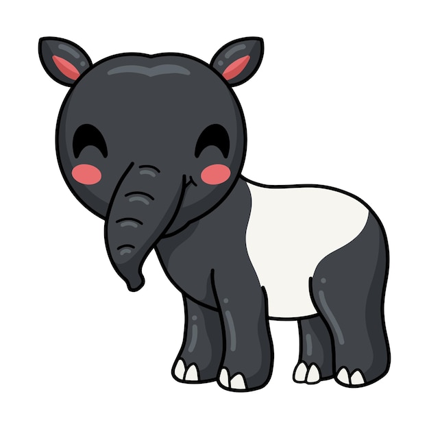 Vecteur mignon petit personnage de dessin animé de tapir