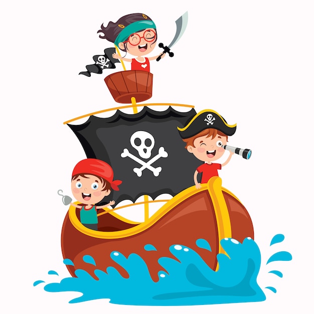 Mignon Petit Pirate Enfants Posant