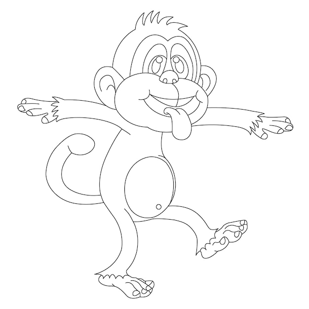 Mignon petit singe contour coloriage page pour enfants illustration vectorielle de dessin animé livre de coloriage animal