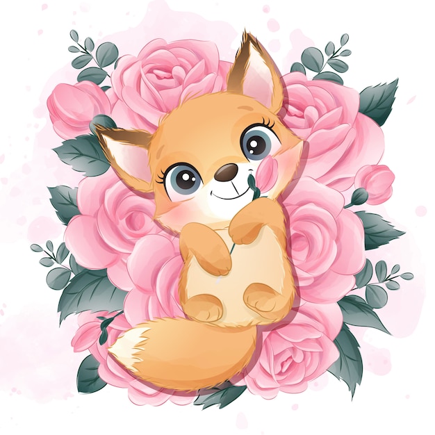 Mignon petit sommeil dans l'illustration des roses