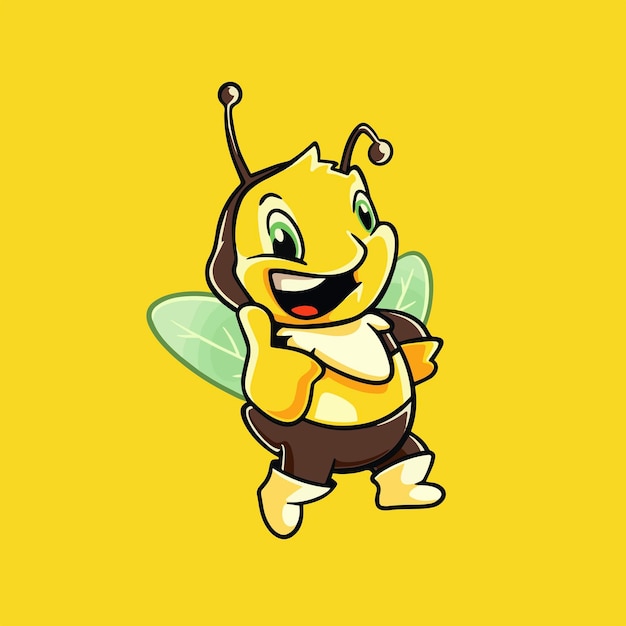 Vecteur mignon, petite abeille, gosse, dessin animé, mascotte