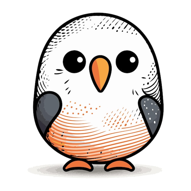 Un mignon pingouin de dessin animé isolé sur un fond blanc Illustration vectorielle