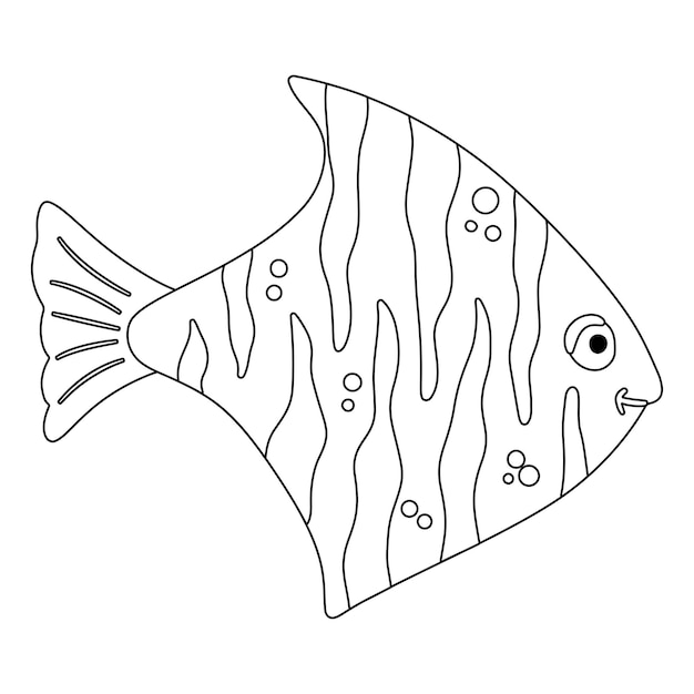 Mignon Poisson De Mer Coloriages Pour Enfants Contour Vectoriel Sur Fond Blanc