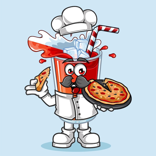 Mignon Pologne Boisson Drapeau Chef Pizza Vecteur Mascotte Illustration