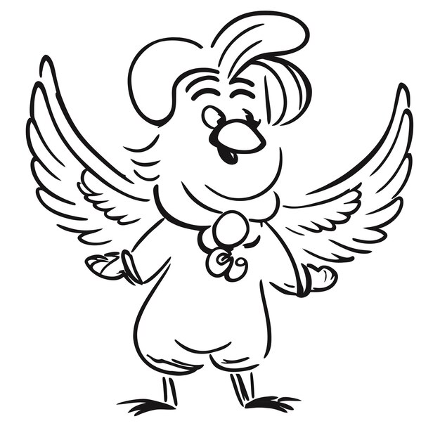 Vecteur mignon poulet clipart dessinés à la main dessin animé autocollant icône concept illustration isolée