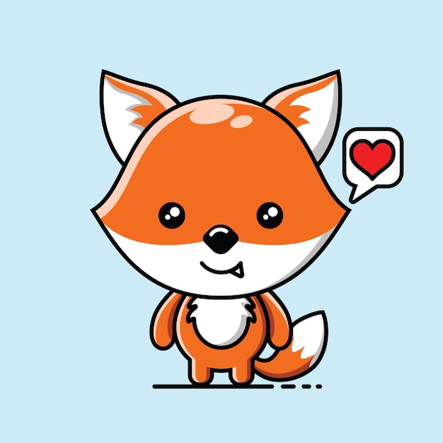 Vecteur mignon renard kawaii amoureux