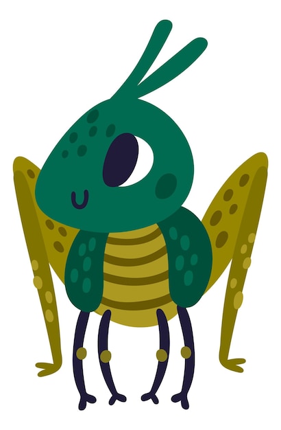 mignon, sauterelle, vert, insecte, caractère, été, mascotte