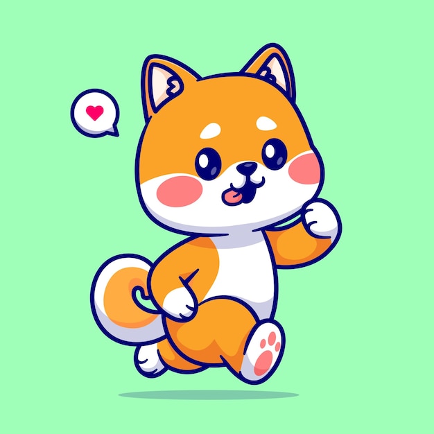 Mignon, Shiba Inu, Chien, Courant, Dessin Animé, Vecteur, Icône, Illustration, Animal, Nature, Icône, Concept, Isolé