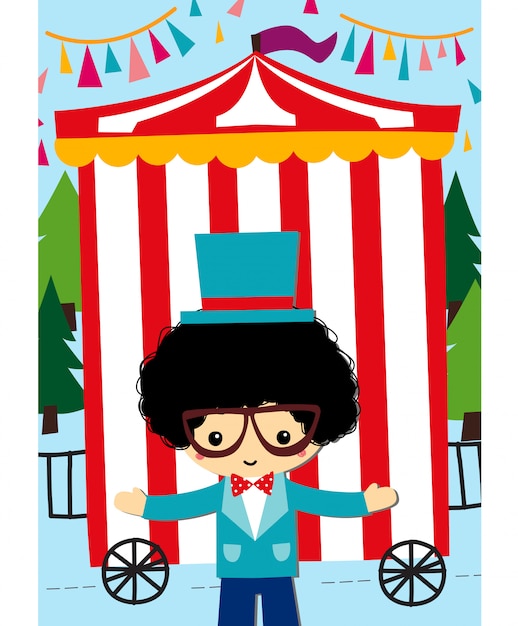 Mignon Showman Avec Fond De Cirque