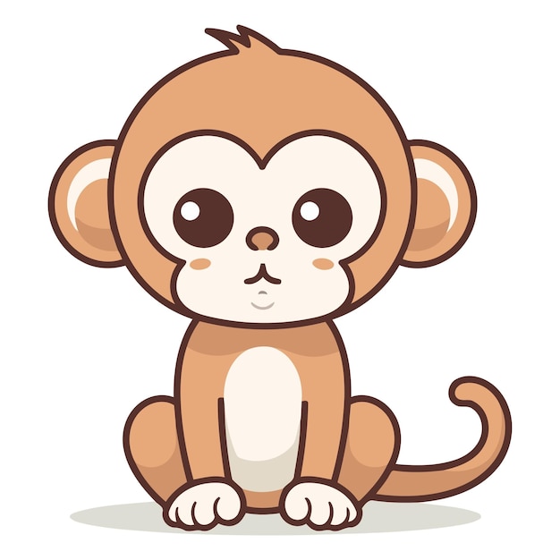 Un Mignon Singe De Dessin Animé Assis Sur Un Fond Blanc D'un Mignon Mignon