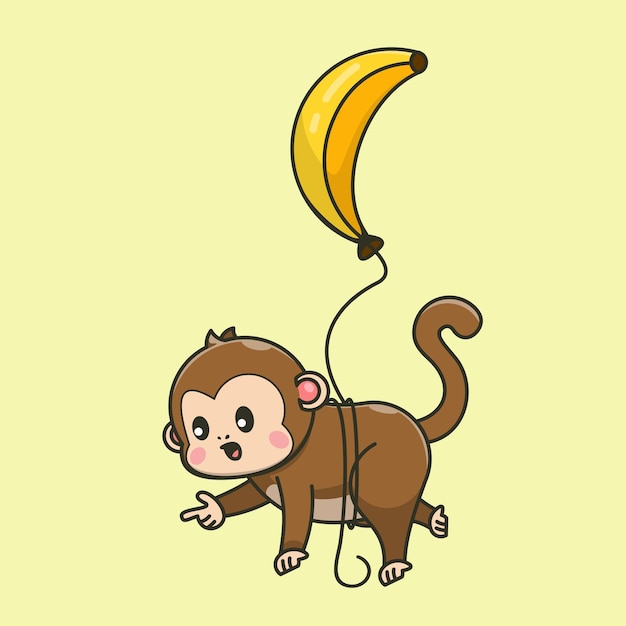 un mignon singe volant avec un ballon de banane