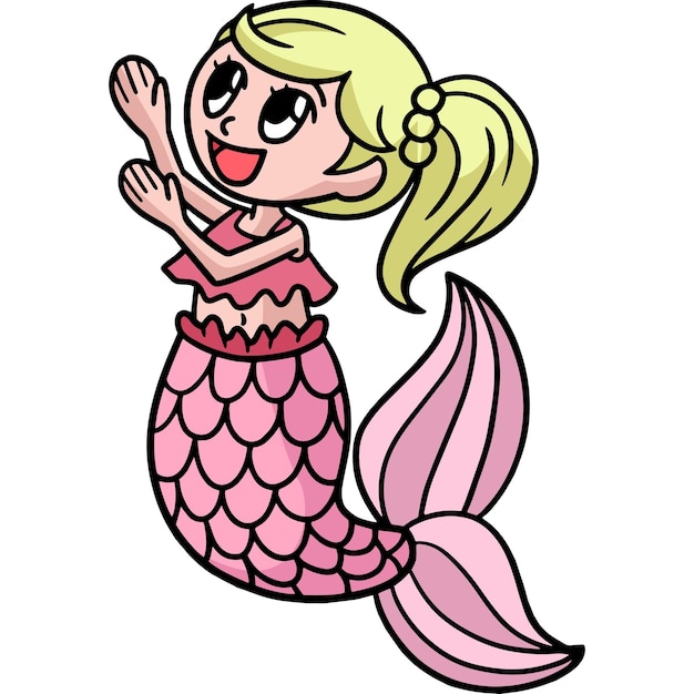 Mignon, Sirène, Dessin Animé, Coloré Clipart