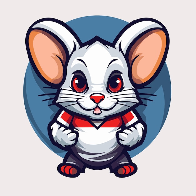 Vecteur mignon souris sports mascotte logo icône illustration vectorielle avec fond isolé