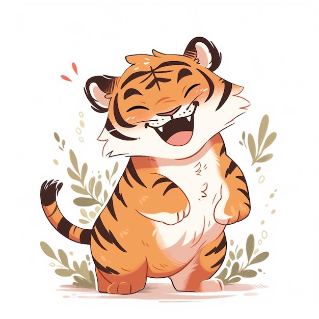 Vecteur un mignon tigre de dessin animé assis sur un fond blanc illustration vectorielle