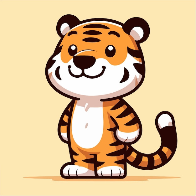 Vecteur un mignon tigre posant sur un fond doux logo design de mascotte