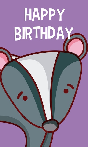 Vecteur mignonne joyeux anniversaire dessins animés de cartes mignonnes