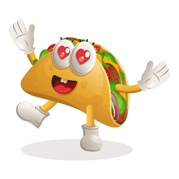 Vecteur mignonne mascotte de taco ludique et joyeuse