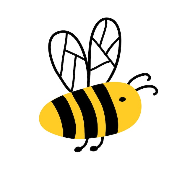 Mignonne petite abeille dans un style dessiné à la main