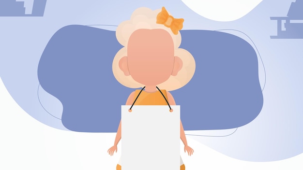 Mignonne Petite Fille Avec Une Pancarte Vierge Design En Style Cartoon