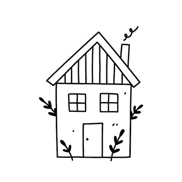 Mignonne petite maison isolée sur fond blanc Sweet home Illustration dessinée à la main dans un style doodle