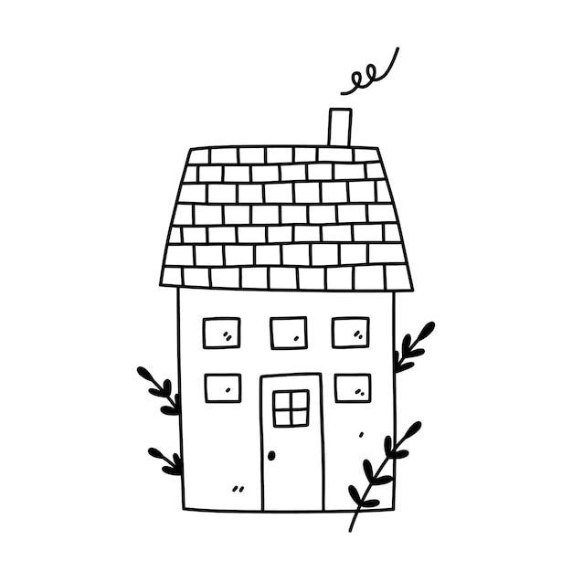 Mignonne Petite Maison Isolée Sur Fond Blanc Sweet Home Illustration Dessinée à La Main Dans Un Style Doodle