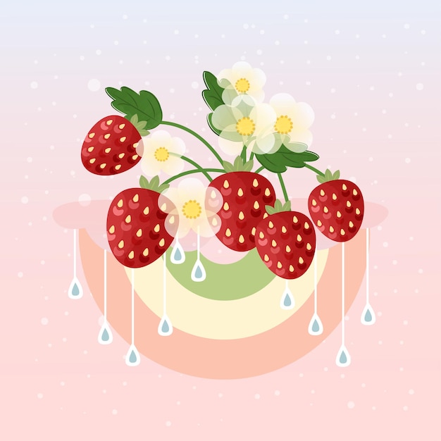 Mignonnes Petites Fraises Dans Un Pot Arc-en-ciel