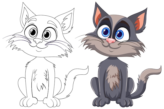 Les mignons chats de dessin animé côte à côte