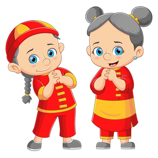 Mignons Enfants Asiatiques Célébrant Le Nouvel An Chinois