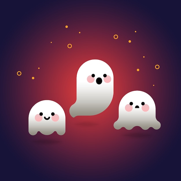 Vecteur mignons holloween ghosts