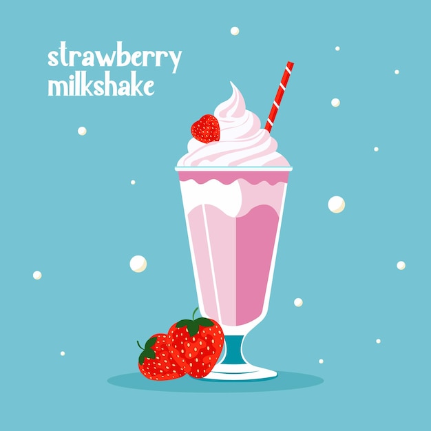 un milk-shake à la fraise avec des fraises en arrière-plan
