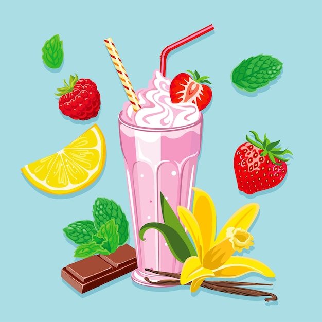Milkshake avec des fruits et des baies