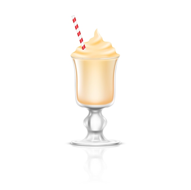 Milkshake à La Vanille Réaliste En Verre Avec Des Pailles Cocktail De Boissons D'été Savoureuses Et Froides