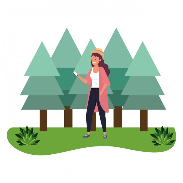 Millénaire, étudiant, dehors, utilisation, smartphone, illustration