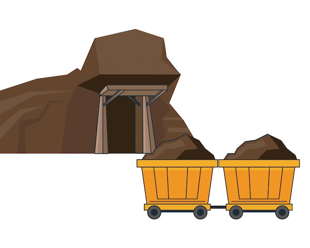 Mines et chariots de wagons