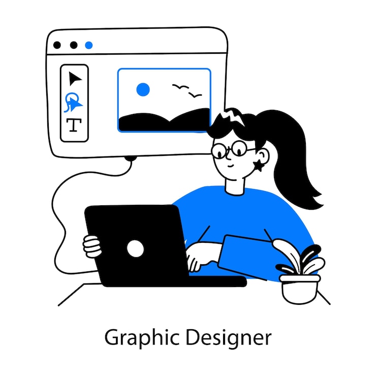 Vecteur une mini-illustration de dessinateur graphique personnalisable
