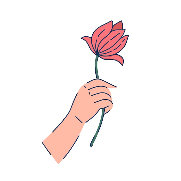 Mini-illustration de la main avec une fleur rouge