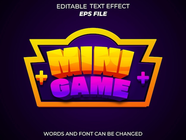 Vecteur mini jeu texte effet police éditable typographie texte 3d pour les jeux modèle vectoriel