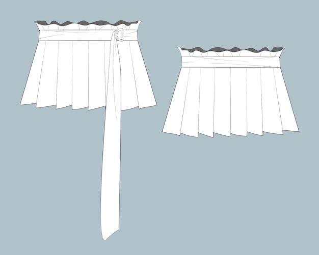 Vecteur mini jupe mode plat croquis technique modèle de dessin cao tenue conception modèle d'illustration vectorielle mode cao maquette conception pour modèle de vêtement vêtement