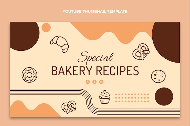 Vecteur miniature youtube de recettes de boulangerie design plat