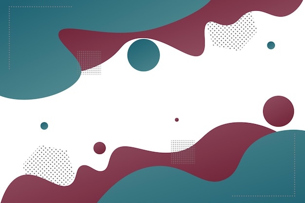 Minimal abstrait vert foncé et rouge couleur liquide gradient liquide formes géométriques avec des points fond vecteur eps10