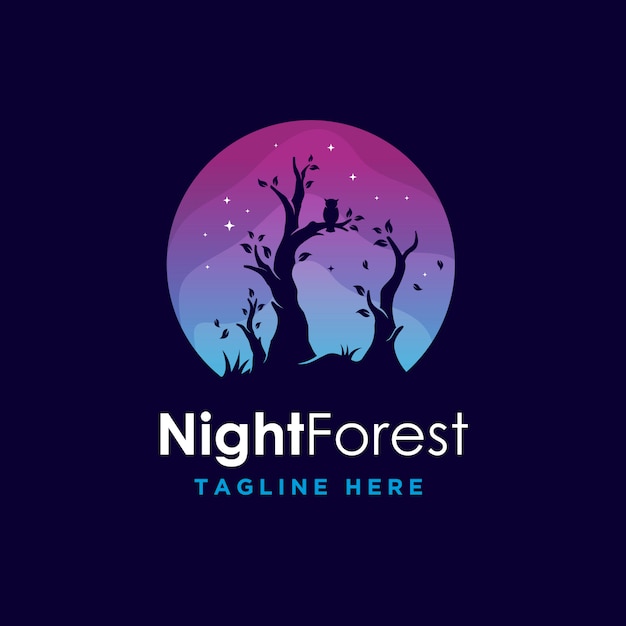 Minimalisme Moderne Colorfull Night Forest Logo