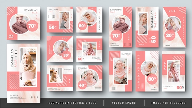 Minimalist Pink Social Media Instagram Feed Post And Stories Ramadhan Fashion Sale Banner