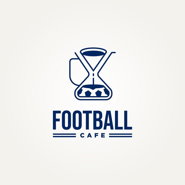 Vecteur minimaliste football football café emblème ligne art logo modèle vecteur illustration design simple moderne sportif café logo concept